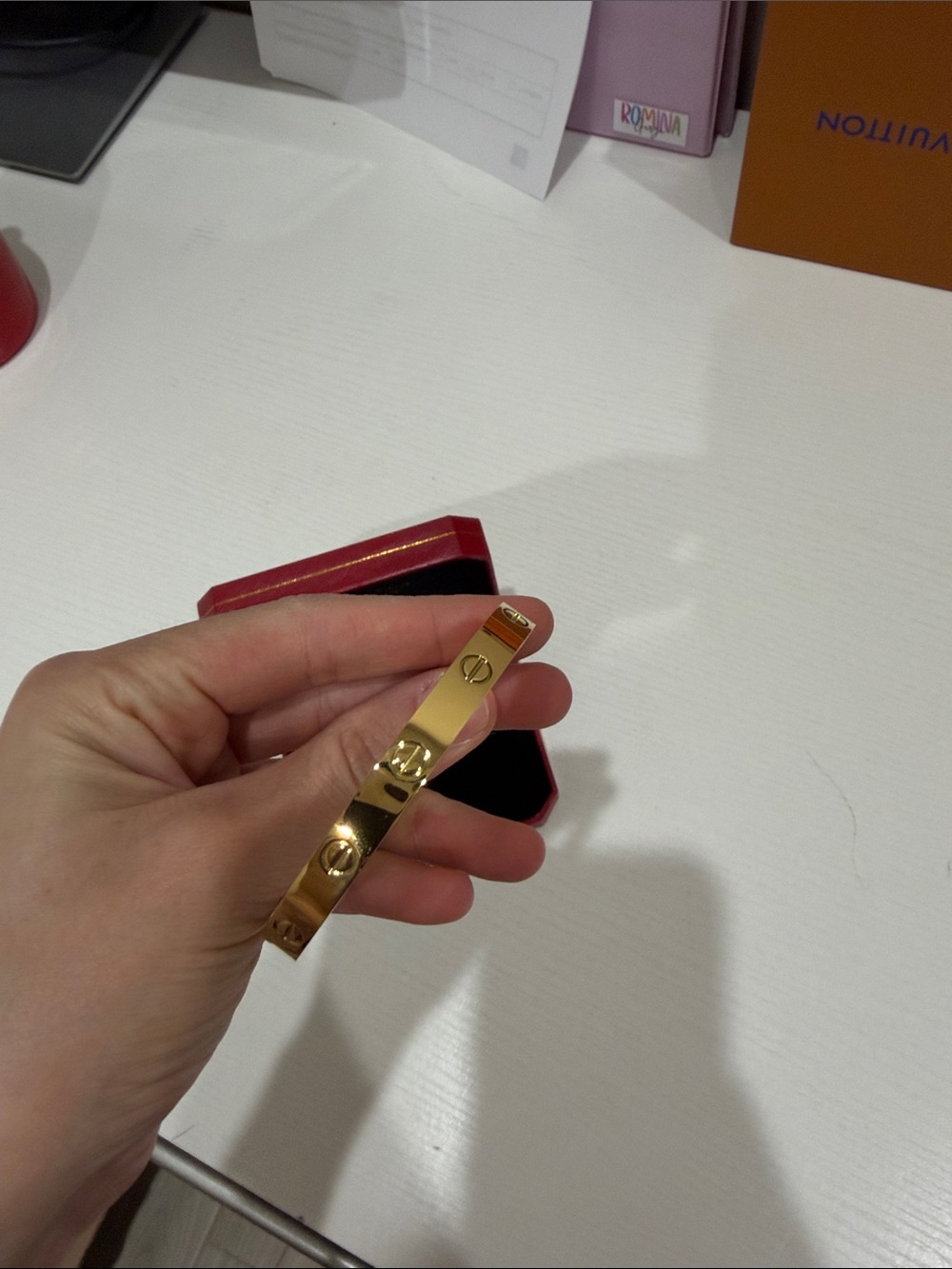 Women's Gold Tone Screw Accent Bangle Bracelet